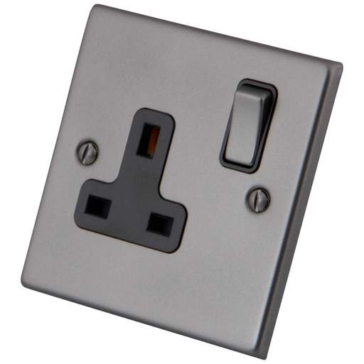 M2 Decorative 13A 1 Gang Switched Socket Black Insert Gunmetal