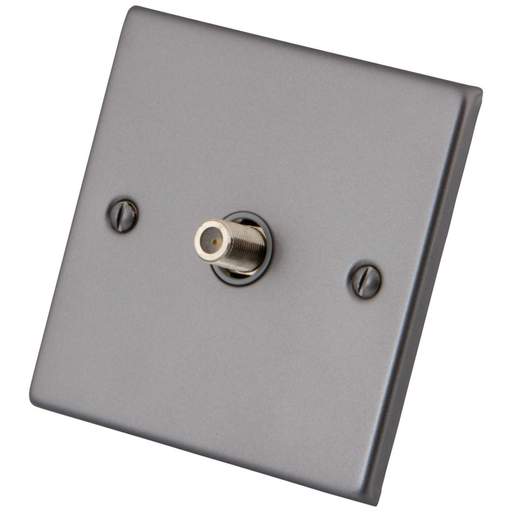 M2 Decorative 1 Gang Satellite Socket Grey Insert Gunmetal