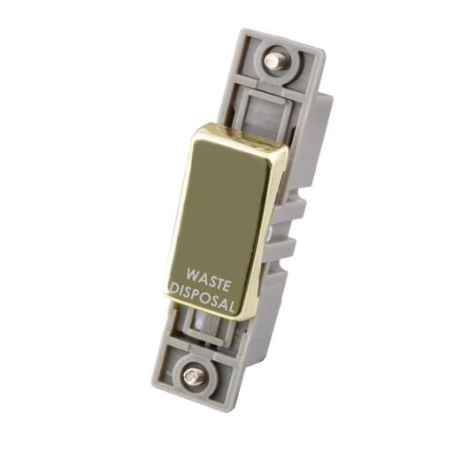 M2 Decorative 10A Double Pole Switch Module marked Waste Disposal Polished Brass