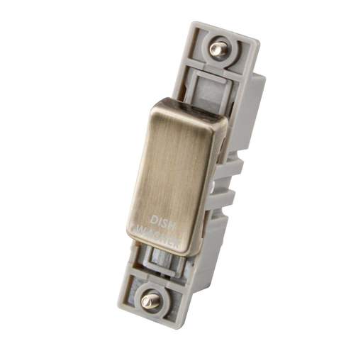 M2 Decorative 10A Double Pole Switch Module marked Dish Washer Antique Brass