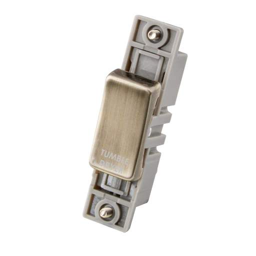 M2 Decorative 10A Double Pole Switch Module marked Tumble Dryer Antique Brass