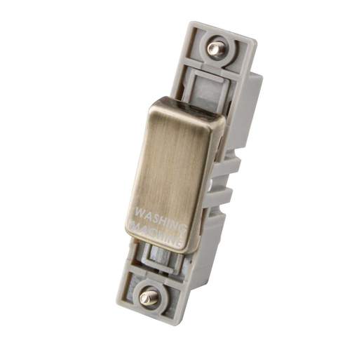 M2 Decorative 10A Double Pole Switch Module marked Washing Machine Antique Brass