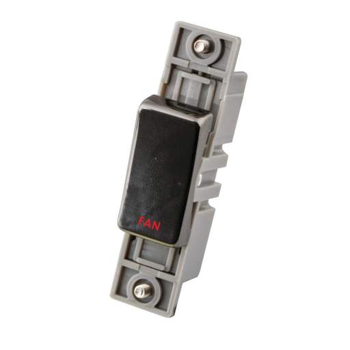 M2 Decorative 10A Double Pole Switch Module marked Fan Black Nickel