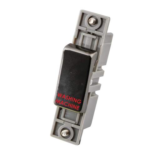 M2 Decorative 10A Double Pole Switch Module marked Washing Machine Black Nickel