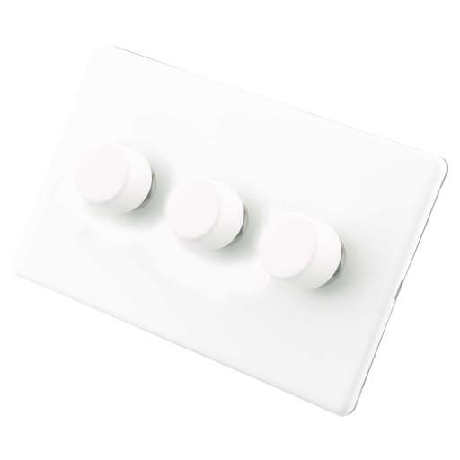M2 Decorative Screwless 400W 3 Gang Trailing Edge LED Dimmer Painted Matt White
