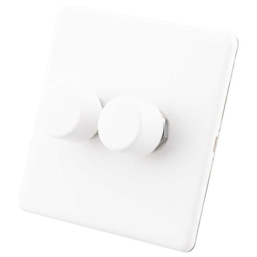 M2 Decorative Screwless 400W 2 Gang Intelligent Dimmer Painted Matt White