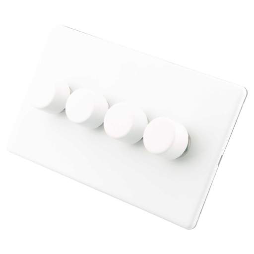 M2 Decorative Screwless 400W 4 Gang Intelligent Dimmer Painted Matt White
