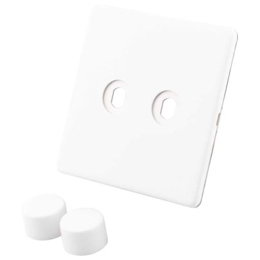 M2 Decorative Screwless 2 Gang Unfurnished Dimmer Plate Painted Matt White