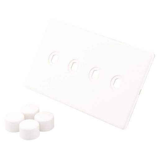 M2 Decorative Screwless 4 Gang Unfurnished Dimmer Plate Painted Matt White