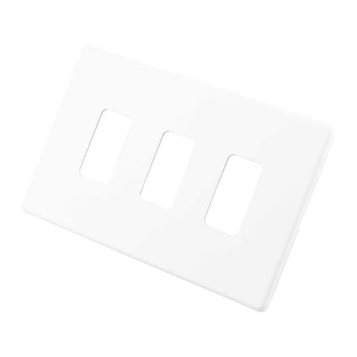M2 Decorative Screwless 3 Gang Grid Front Plate Painted Matt White