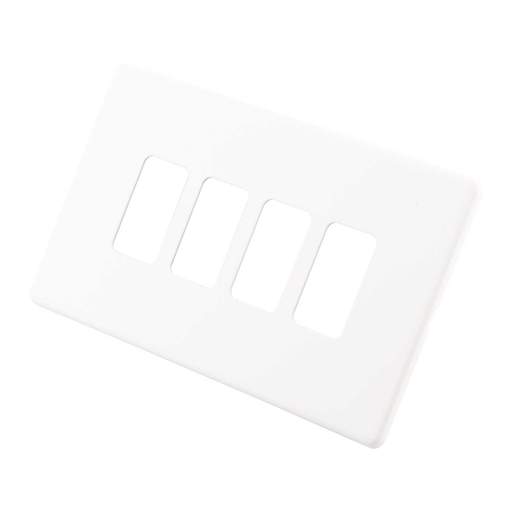 M2 Decorative Screwless 4 Gang Grid Front Plate Painted Matt White