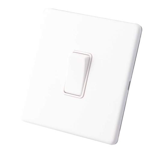M2 Decorative Screwless 10A 1 Gang 2 Way Light Switch White Insert Painted Matt White