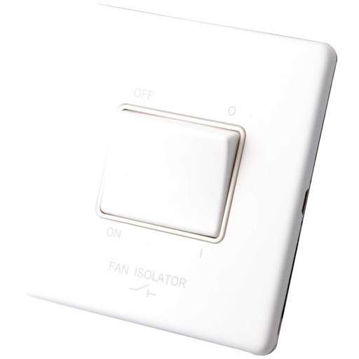 M2 Decorative Screwless 6A Triple Pole Fan Isolator White Insert Painted Matt White