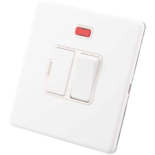 M2 Decorative Screwless 13A Switched Fused Spur with Neon White Insert Painted Matt White