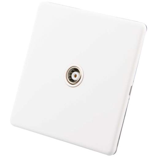 M2 Decorative Screwless 1 Gang Coaxial Socket White Insert Painted Matt White