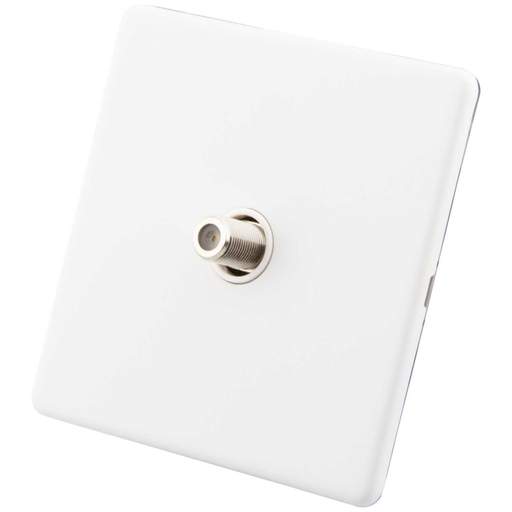 M2 Decorative Screwless 1 Gang Satellite Socket White Insert Painted Matt White