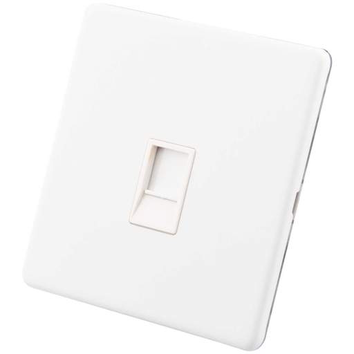 M2 Decorative Screwless 1 Gang CAT5E Socket White Insert Painted Matt White