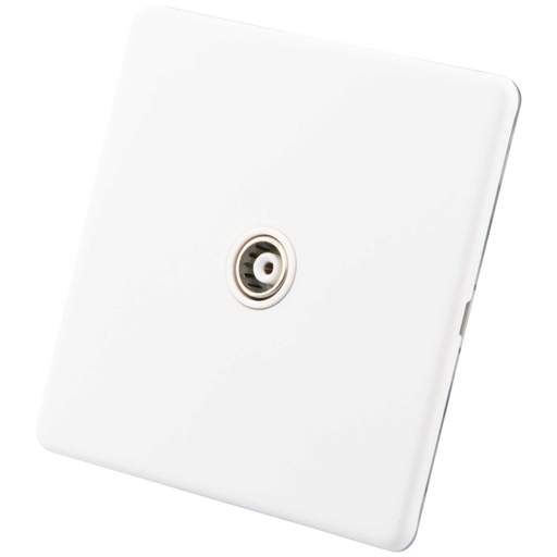 M2 Decorative Screwless 1 Gang Isolated Coaxial Socket White Insert Painted Matt White