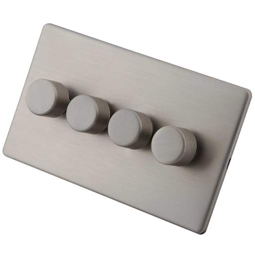 M2 Decorative Screwless 400W 4 Gang 2 Way Intelligent Dimmer Brushed Stainless Steel