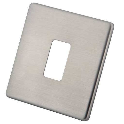 M2 Decorative Screwless 1 Gang Grid Front Plate Brushed Stainless Steel