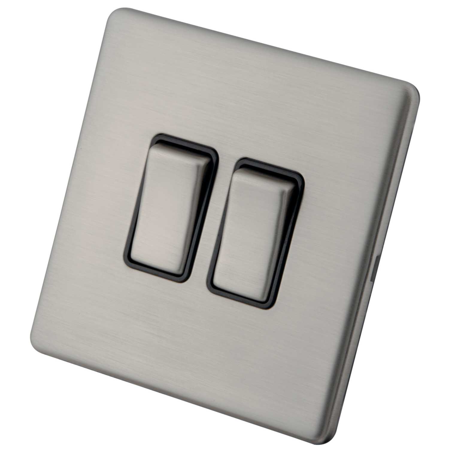 M2 Decorative Screwless 10A 2 Gang 2 Way Light Switch Black Insert