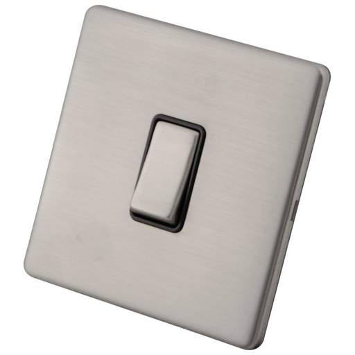 M2 Decorative Screwless 20A DP Switch Black Insert Brushed Stainless Steel
