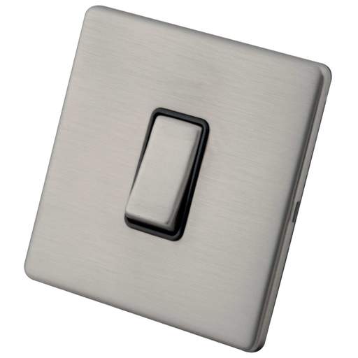M2 Decorative Screwless 45A DP 1 Gang Switch Black Insert Brushed Stainless Steel