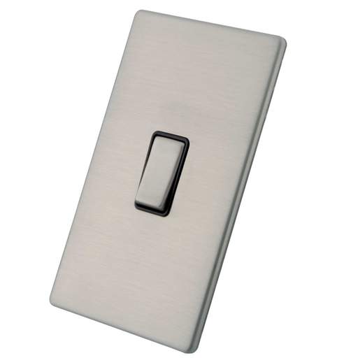 M2 Decorative Screwless 45A DP 2 Gang Switch Black Insert Brushed Stainless Steel