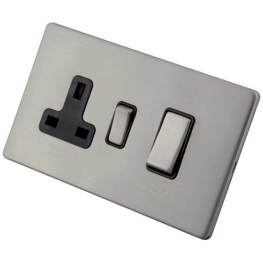 M2 Decorative Screwless 45A Cooker Control Unit Black Insert Brushed Stainless Steel