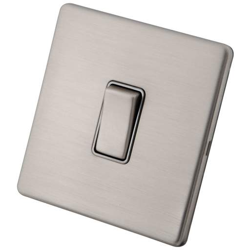 M2 Decorative Screwless 10A 1 Gang 2 Way Light Switch Grey Insert Brushed Stainless Steel