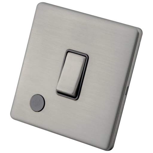 M2 Decorative Screwless 20A DP Switch with Flex Outlet Grey Insert Brushed Stainless Steel