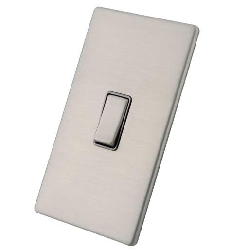 M2 Decorative Screwless 45A DP 2 Gang Switch Grey Insert Brushed Stainless Steel
