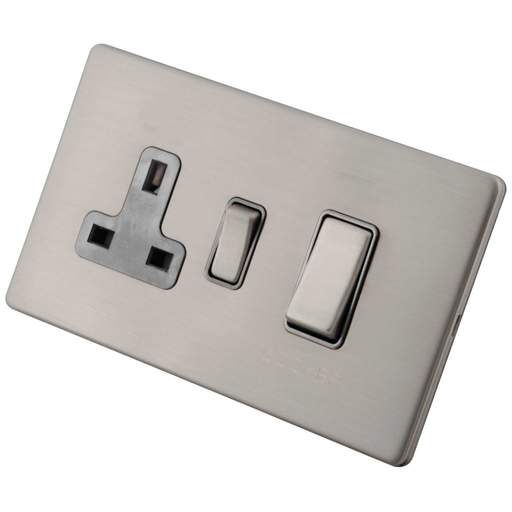 M2 Decorative Screwless 45A Cooker Control Unit Grey Insert Brushed Stainless Steel