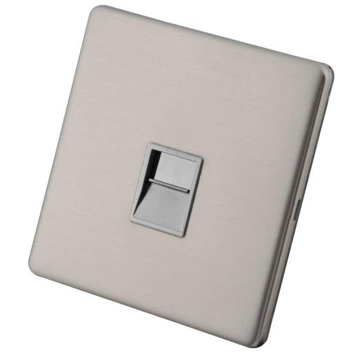 M2 Decorative Screwless 1 Gang Secondary Telephone Grey Insert Brushed Stainless Steel