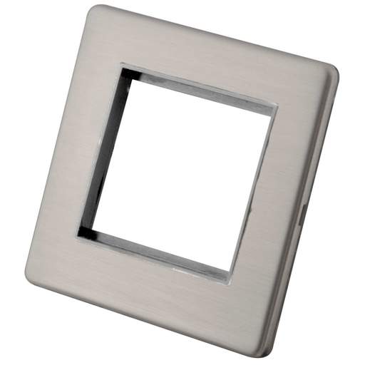 M2 Decorative Screwless 1 Gang 2 Euro Module Front Plate Grey Insert Brushed Stainless Steel