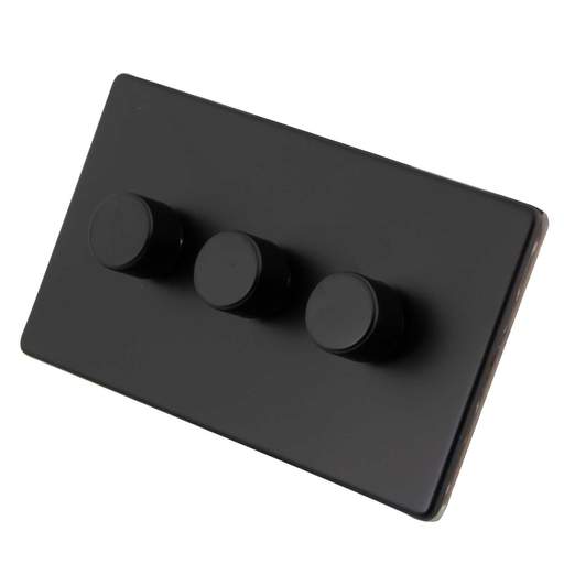 M2 Decorative Screwless 400W 3 Gang Intelligent Dimmer Painted Matt Black