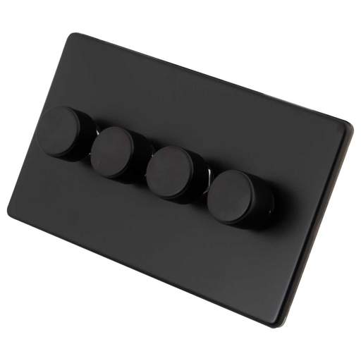 M2 Decorative Screwless 400W 4 Gang Intelligent Dimmer Painted Matt Black