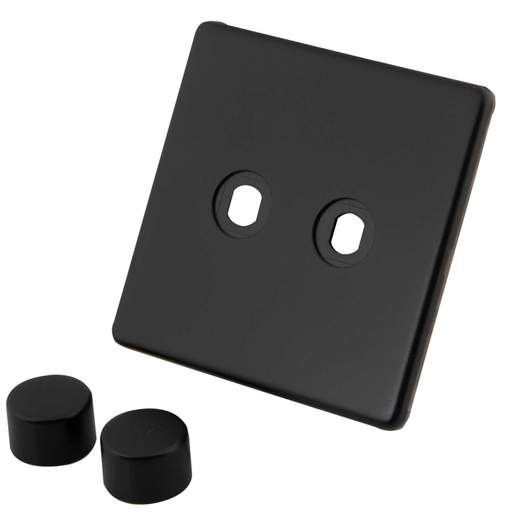 M2 Decorative Screwless 2 Gang Unfurnished Dimmer Plate Painted Matt Black