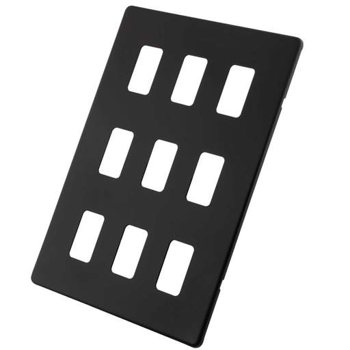 M2 Decorative Screwless 9 Gang Grid Front Plate Painted Matt Black