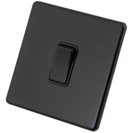 M2 Decorative Screwless 10A 1 Gang Intermediate Switch Black Insert Painted Matt Black
