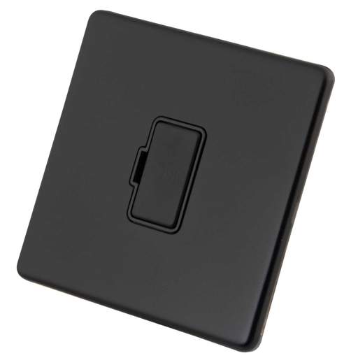 M2 Decorative Screwless 13A Unswitched Fused Spur Black Insert Painted Matt Black