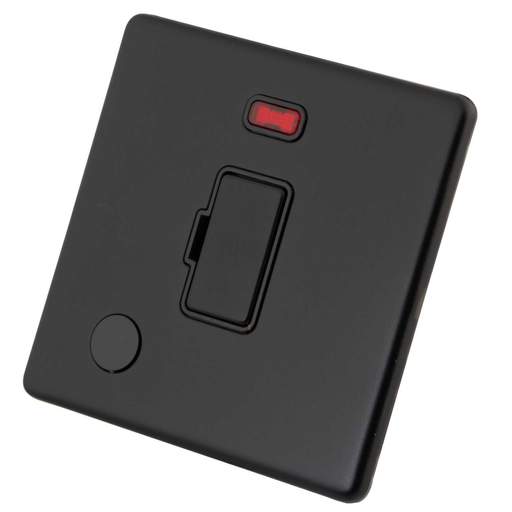 M2 Decorative Screwless 13A Unswitched Fused Spur with Neon and F/Outlet Black Insert Painted Matt Black