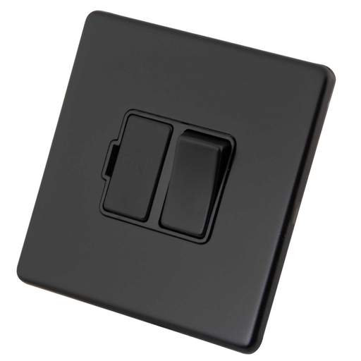 M2 Decorative Screwless 13A Switched Fused Spur Black Insert Painted Matt Black
