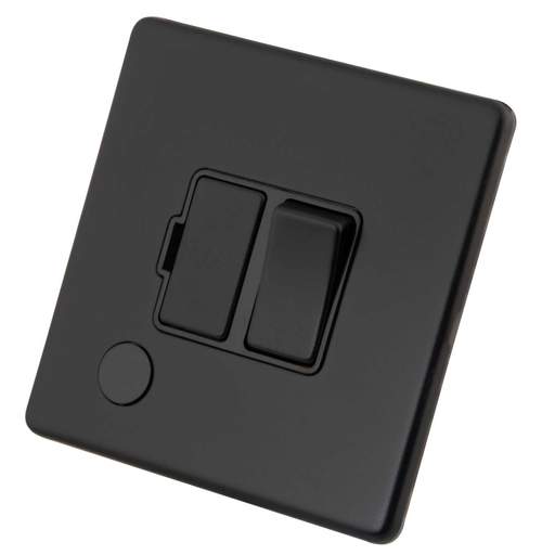 M2 Decorative Screwless 13A Switched Fused Spur with Flex Outlet Black Insert Painted Matt Black