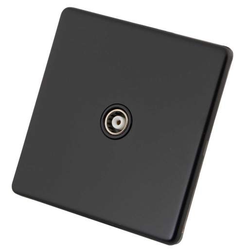 M2 Decorative Screwless 1 Gang Coaxial Socket Black Insert Painted Matt Black