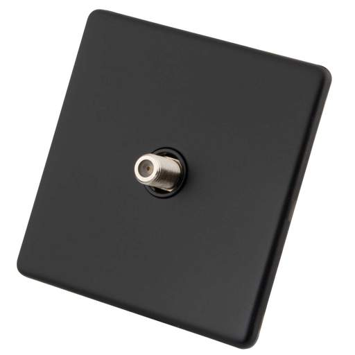 M2 Decorative Screwless 1 Gang Satellite Socket Black Insert Painted Matt Black