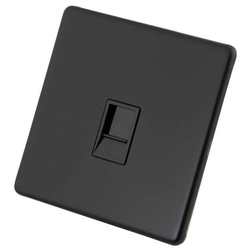 M2 Decorative Screwless 1 Gang CAT5E Socket Black Insert Painted Matt Black