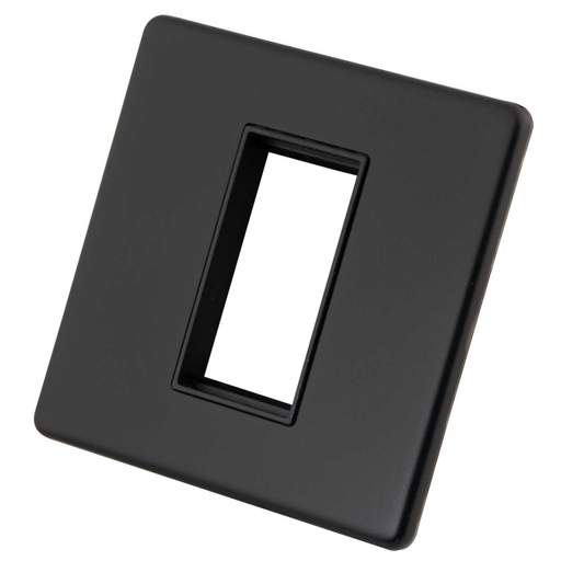 M2 Decorative Screwless 1 Gang 1 Euro Module Front Plate Black Insert Painted Matt Black