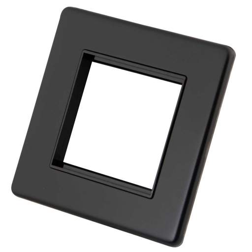 M2 Decorative Screwless 1 Gang 2 Euro Module Front Plate Black Insert Painted Matt Black