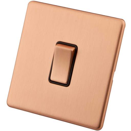 M2 Decorative Screwless 10A 1 Gang 2 Way Light Switch Black Insert Copper